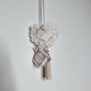 VTG Georgia Vienna Nordstrom Fabric Lace Heart Ornament Shabby Chic Handmade